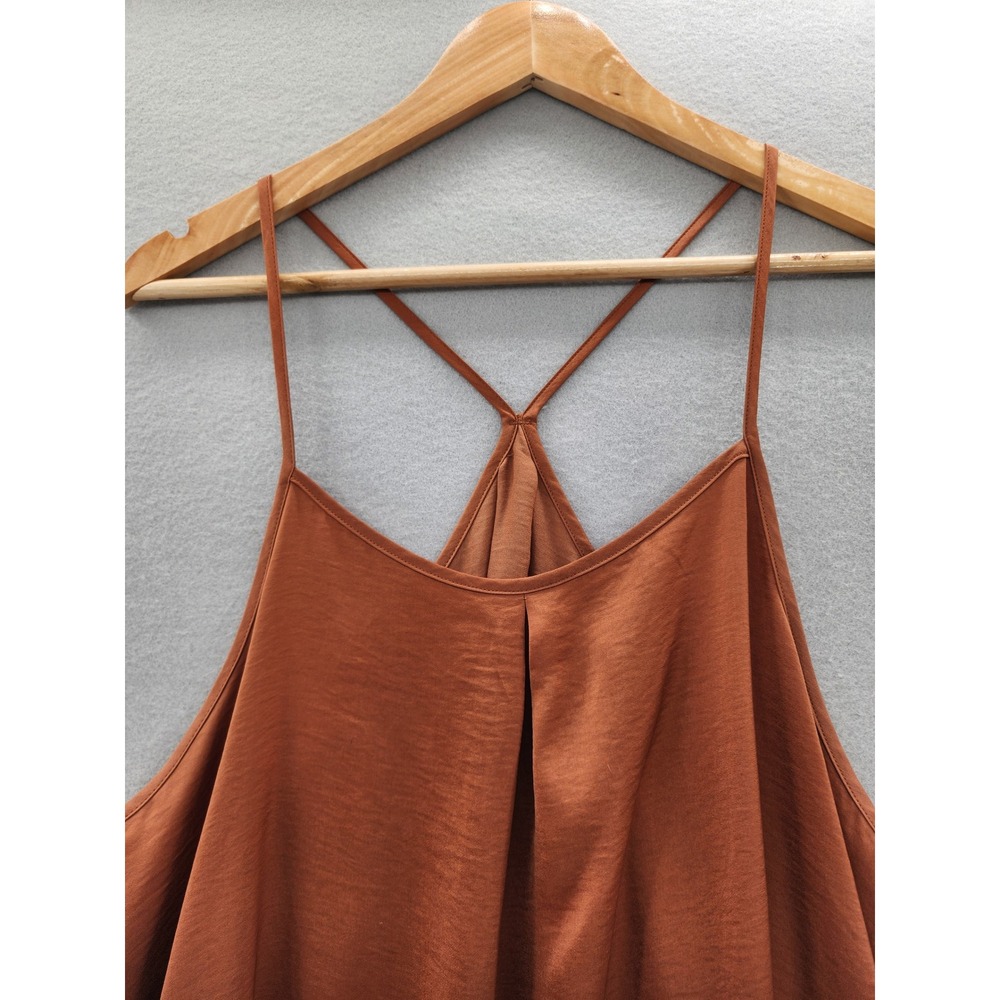 Banana Republic Rust Orange Pleated Racerback Camisole Tank Top Large Boho Chic - Picture 3 of 11
